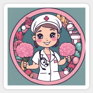 A cute nurse wearing Sticker